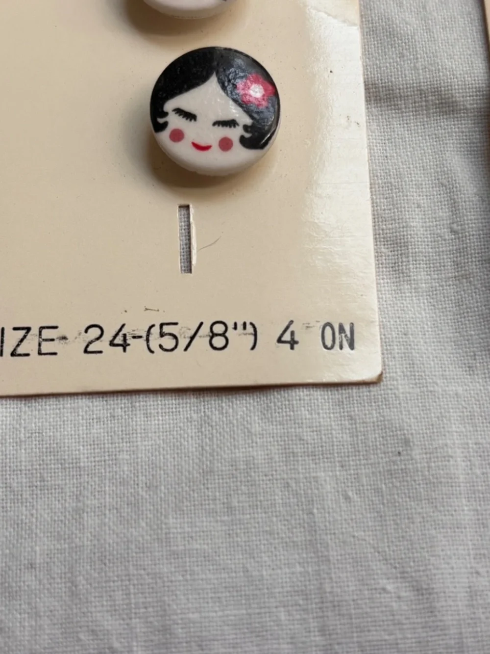Lot of 3 Vintage Costumakers Girls Face Plastic Buttons on Original Card
